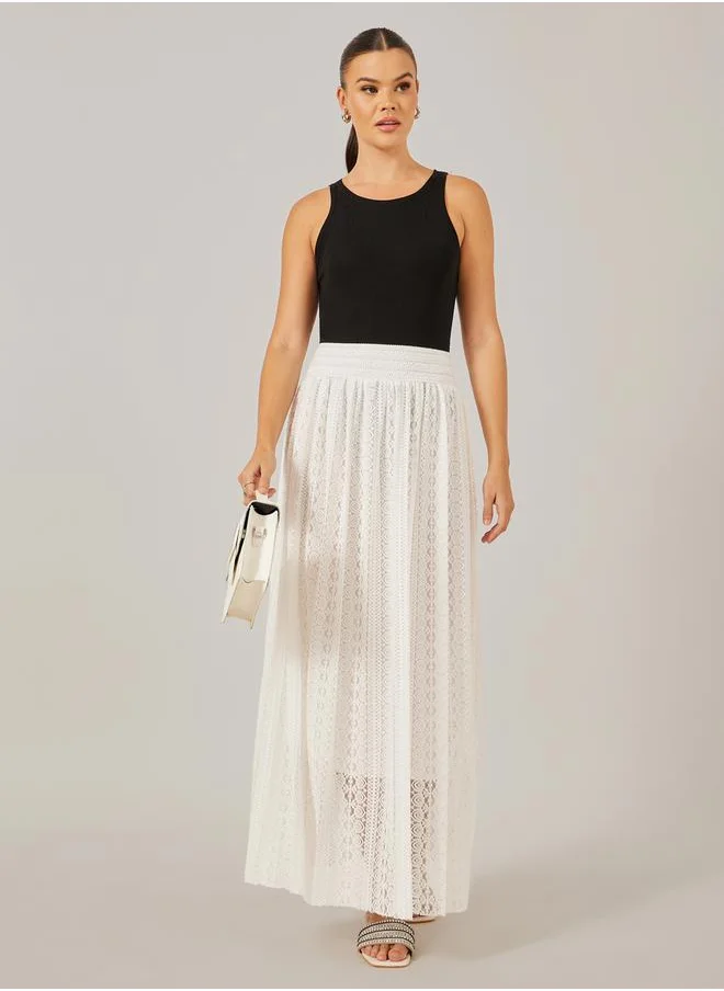 ستايلي Lace A-Line Maxi Dress with Elasticated Waistband