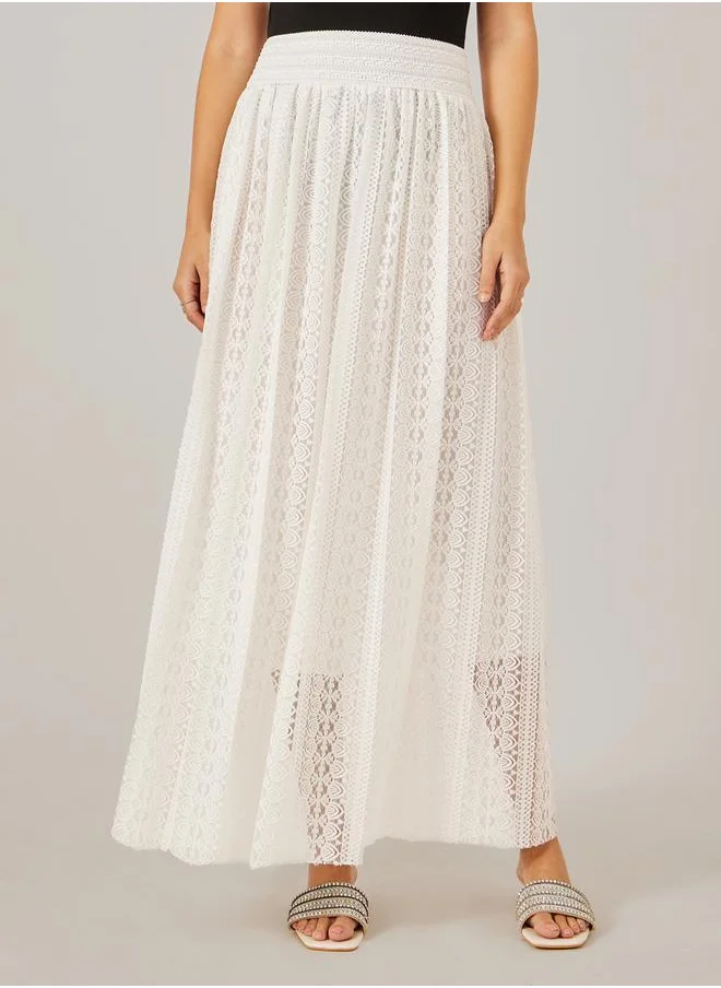 ستايلي Lace A-Line Maxi Dress with Elasticated Waistband