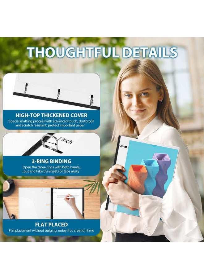 WOT I Telescoping 3 Ring Binder 1 Inch 4-Pack, Expandable Flexible Binder - Patented Design for Easy Portability, Holds Up 225 Sheets, Perfect for School, Office&Home Organization, Black+White - Image 4