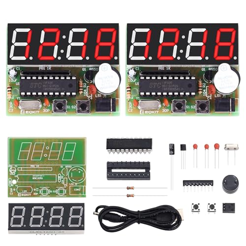 MiOYOOW 2 Pack, MiOYOOW 4-Digit Digital Clock Kits with PCB, DIY Alarm Clock Soldering Project Kit for Learning Electronics Soldering Practice with English Instructions - Image 1