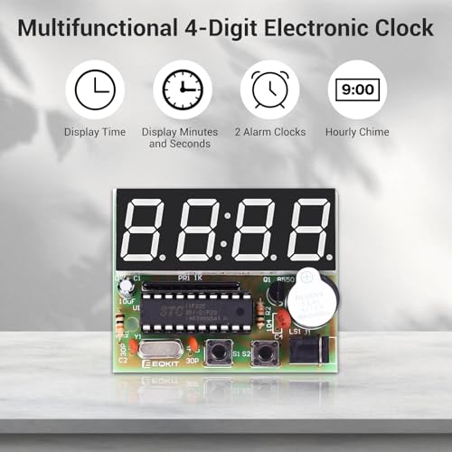MiOYOOW 2 Pack, MiOYOOW 4-Digit Digital Clock Kits with PCB, DIY Alarm Clock Soldering Project Kit for Learning Electronics Soldering Practice with English Instructions - Image 3