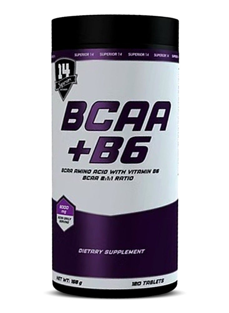 BCAA + Vitamin B6, 120 Tablets – 2:1:1 Branched Chain Amino Acids for Muscle Recovery, Energy & Performance Support