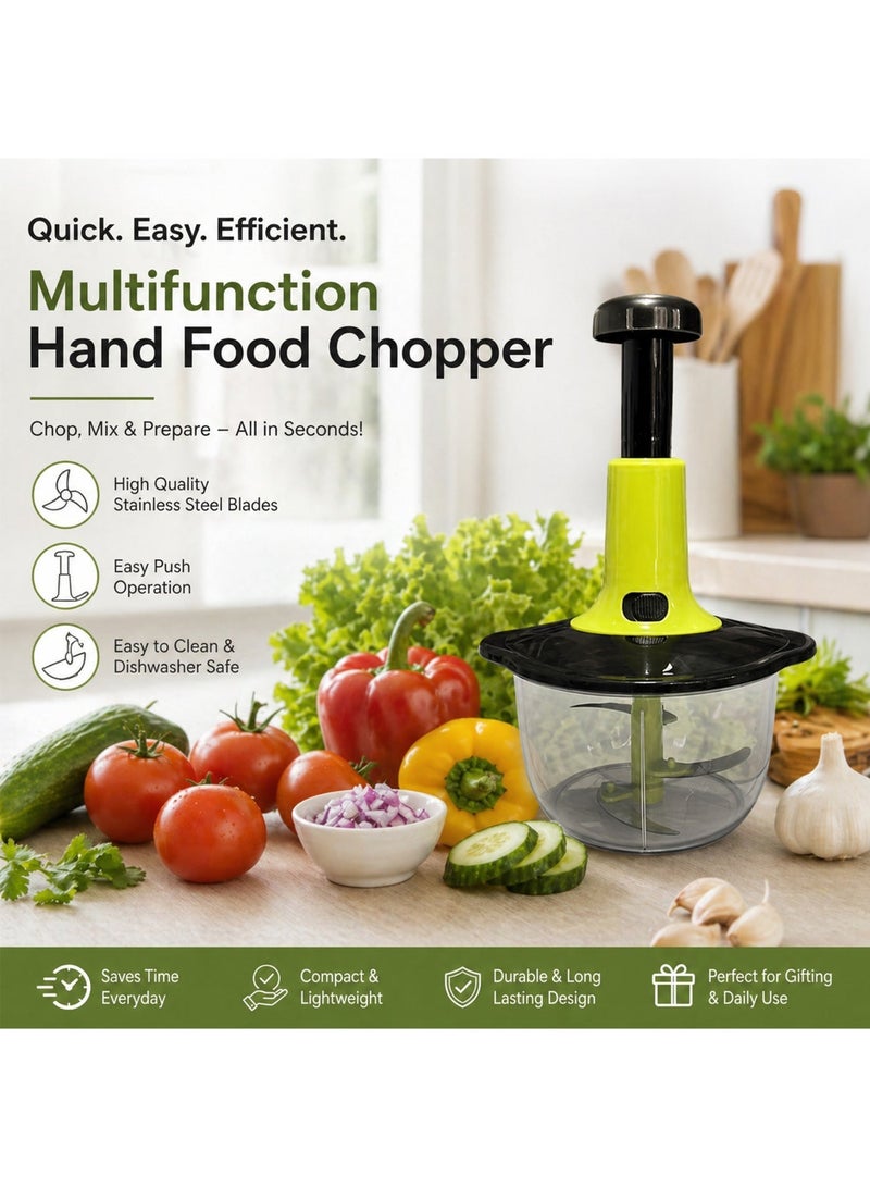 Toshionics Manual Food Processor Food Chopper 2.0L – Multifunctional Hand Push Vegetable Cutter with Stainless Steel Blades, Large Capacity Kitchen Chopper for Onion, Garlic, Meat and Salad - Image 5