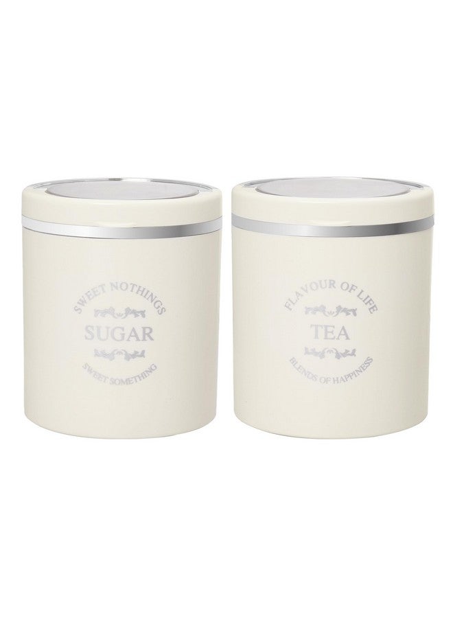 Jaypee Plus Classique 2 container for tea sugar coffee I Airtight 750 ml Tea containers for kitchen I silicon rubber locking I kitchen container I Stackable I glossy finish I transparent Lid, Ivory - Image 1