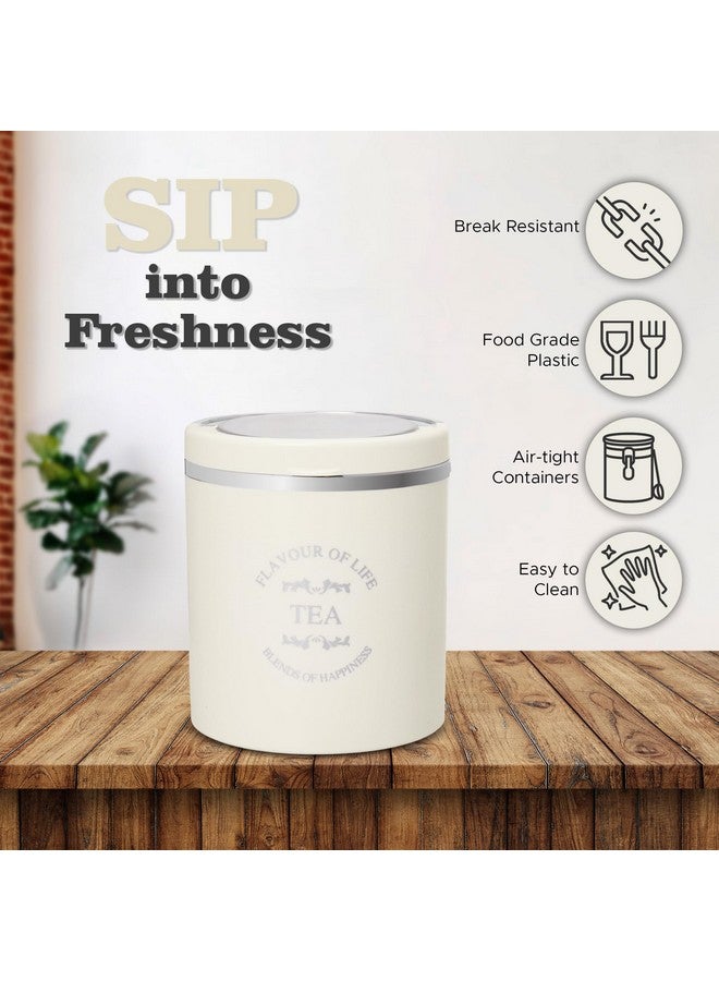 Jaypee Plus Classique 2 container for tea sugar coffee I Airtight 750 ml Tea containers for kitchen I silicon rubber locking I kitchen container I Stackable I glossy finish I transparent Lid, Ivory - Image 3