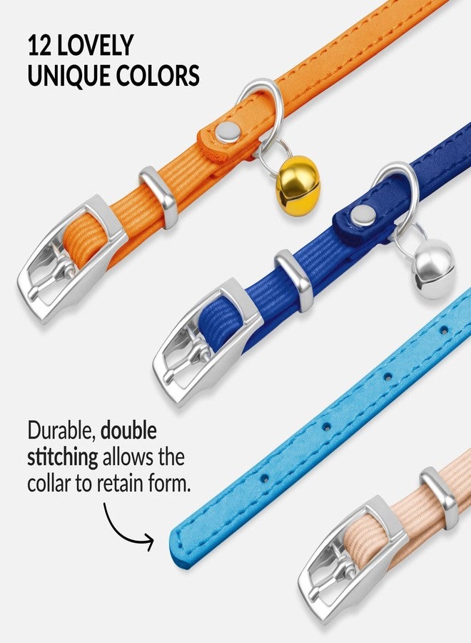 CollarDirect Soft Leather Cat Collar with Safety Elastic Strap - Light Blue - Image 5