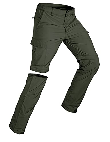 Wespornow Men's Hiking Pants Quick Dry Lightweight Waterproof Convertible Zip Off Cargo Pants for Outdoor Fishing Tactical Safari Camping Travel (Army Green, Medium) - Image 1