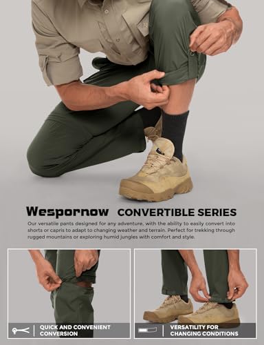 Wespornow Men's Hiking Pants Quick Dry Lightweight Waterproof Convertible Zip Off Cargo Pants for Outdoor Fishing Tactical Safari Camping Travel (Army Green, Medium) - Image 4