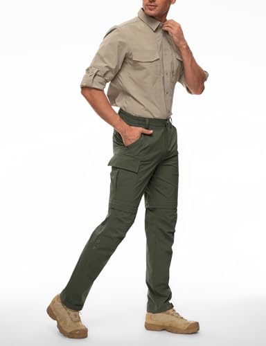 Wespornow Men's Hiking Pants Quick Dry Lightweight Waterproof Convertible Zip Off Cargo Pants for Outdoor Fishing Tactical Safari Camping Travel (Army Green, Medium) - Image 2