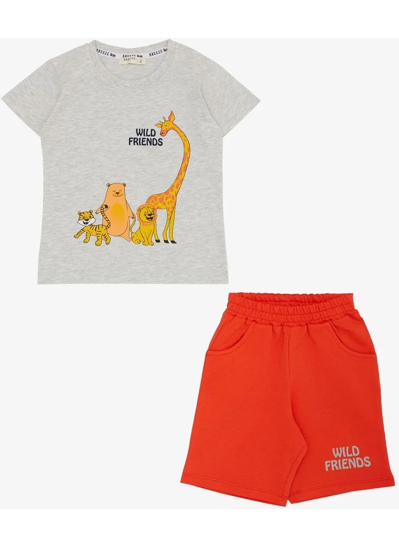 بريز Baby Boy Shorts Set Strong Friends Themed 9 Months-3 Years, Light Gray Melange