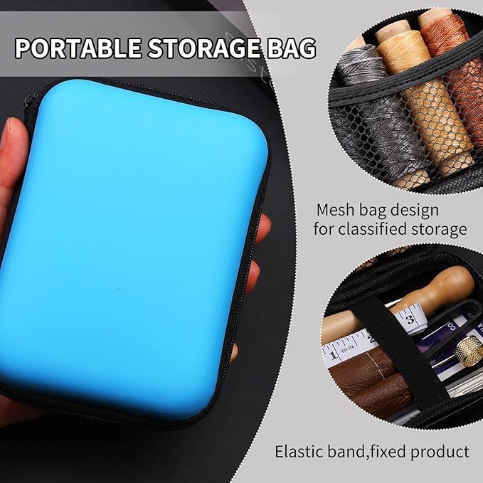 BIRZAR Leather Sewing Kit Leather Stitching Kit Leather Working Kit with Leather Needles Sewing Awl Waxed Thread Leather Upholstery Repair Kit Sewing Tools for Hand Stitching DIY Leather Craft - Image 2