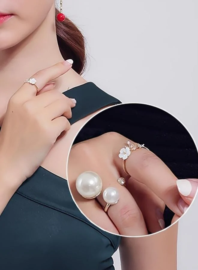 Take Two  Flower Ring with Crystal Accents for Women | Best Price UAE