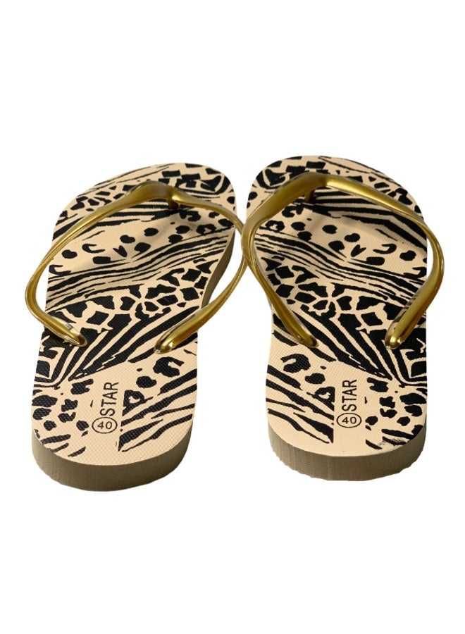 Star Women's Flip-Flops – Neutral Light Brown with Metallic Straps - Image 2