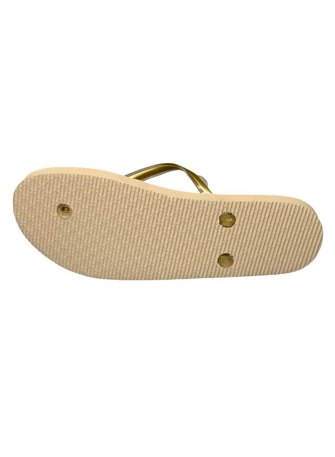 Star Women's Flip-Flops – Neutral Light Brown with Metallic Straps - Image 4