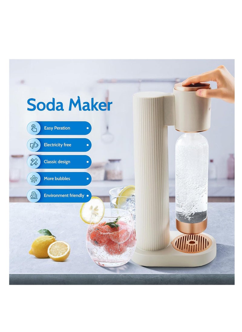 Sparkling Water Maker, Soda Maker Machine for Home, Carbonates All Kinds Of Beverages, with 1l Bpa Carbonating Bottle, Compatible With Any Screw-In 60l Co2 Exchange Carbonator (Not Included) White