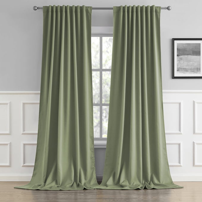 LIGHT SAGE GREEN CURTAINS 102 INCHES LONG BACK TABROD POCKET ROOM DARKENING CURTAIN PANELS WINDOW DRAPES LIGHT BLOCKING 52 X 102 INCH LENGTH2 PANELS SET
