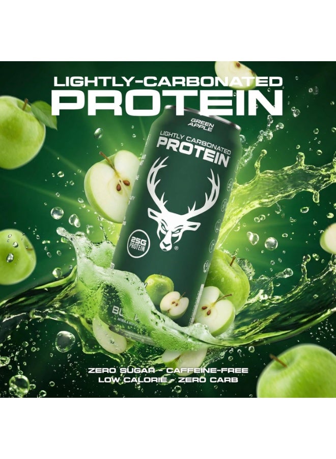 Bucked Up Lightly Carbonated Protein Soda | 25g Whey Isolate - Zero Sugar, Low Calorie, Caffeine Free, Clean Drink | Sparkling Protein Soda - 12 Pack, 16 oz Cans (Green Apple) - Image 3