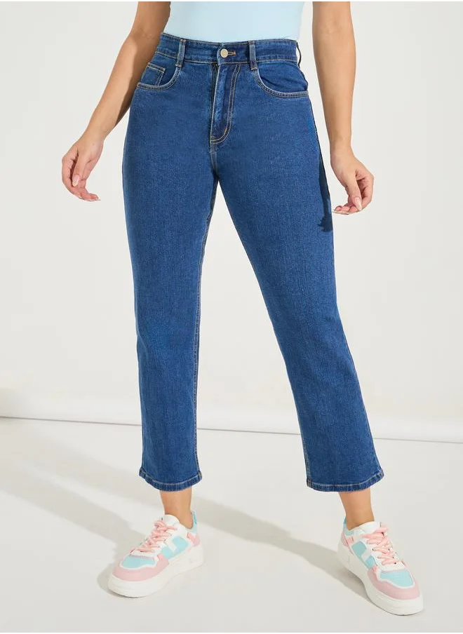 Styli Basic Mom Fit Cropped Jeans