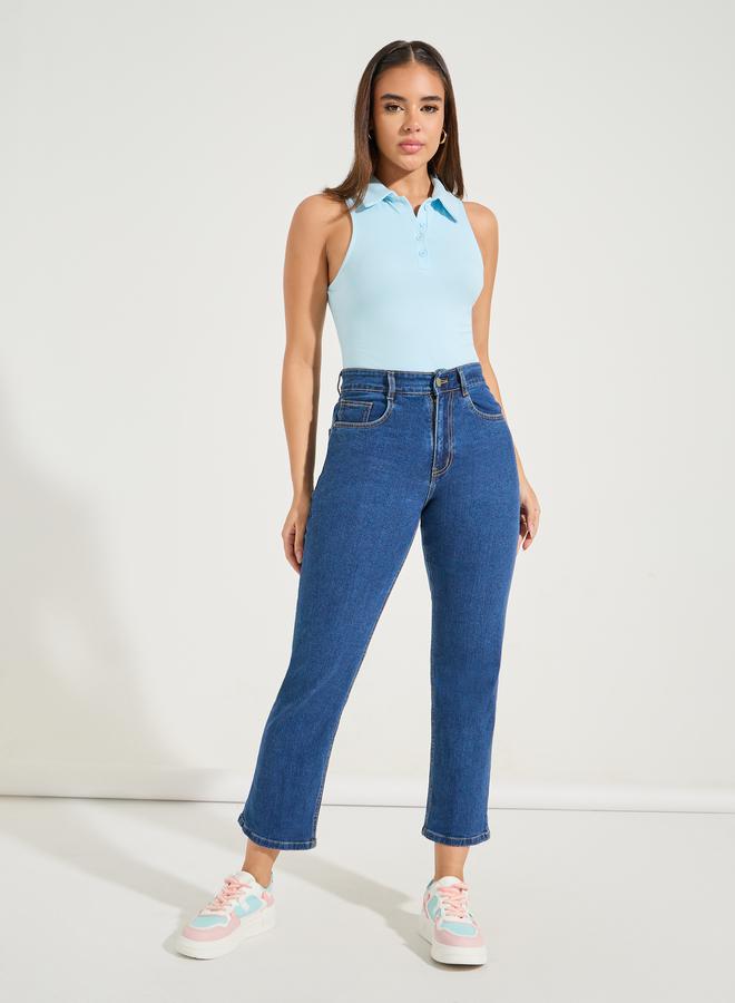 Styli Basic Mom Fit Cropped Jeans - Image 1