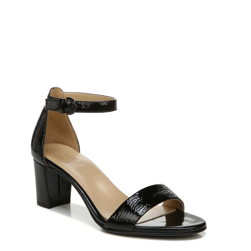 Naturalizer Womens Vera Ankle Strap Block Heel Dress Sandal Black Patent Leather85W