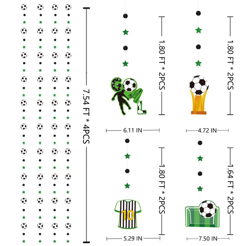 بينك بلوم Pinkblume Soccer Party Decorations Black Green Circle Dot STAR SCOMCER SPORT THEAL TACKING GARLAND GARLAND FORMAR - Image 2