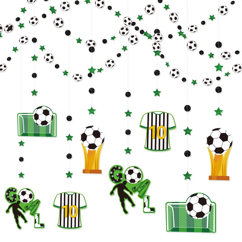 بينك بلوم Pinkblume Soccer Party Decorations Black Green Circle Dot STAR SCOMCER SPORT THEAL TACKING GARLAND GARLAND FORMAR - Image 1