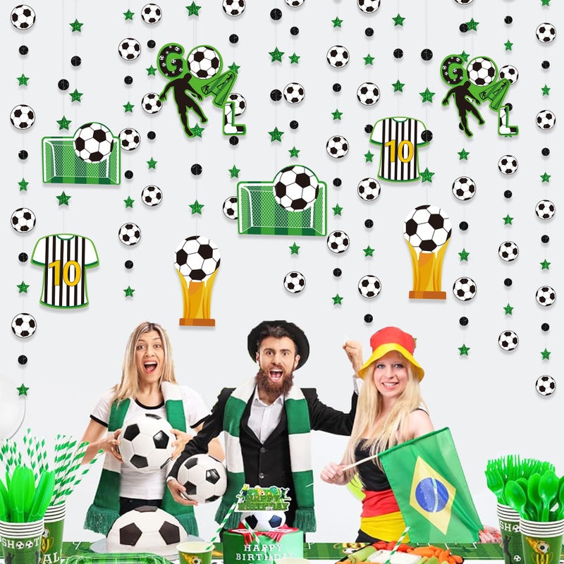 بينك بلوم Pinkblume Soccer Party Decorations Black Green Circle Dot STAR SCOMCER SPORT THEAL TACKING GARLAND GARLAND FORMAR - Image 4