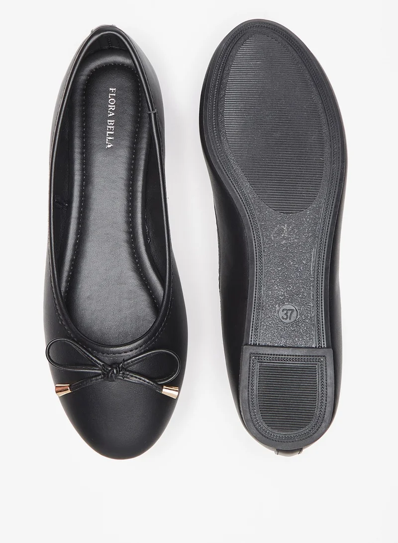 Flora Bella By Shoexpress Women Bow Detail Slip-On Round Toe Ballerina Shoes