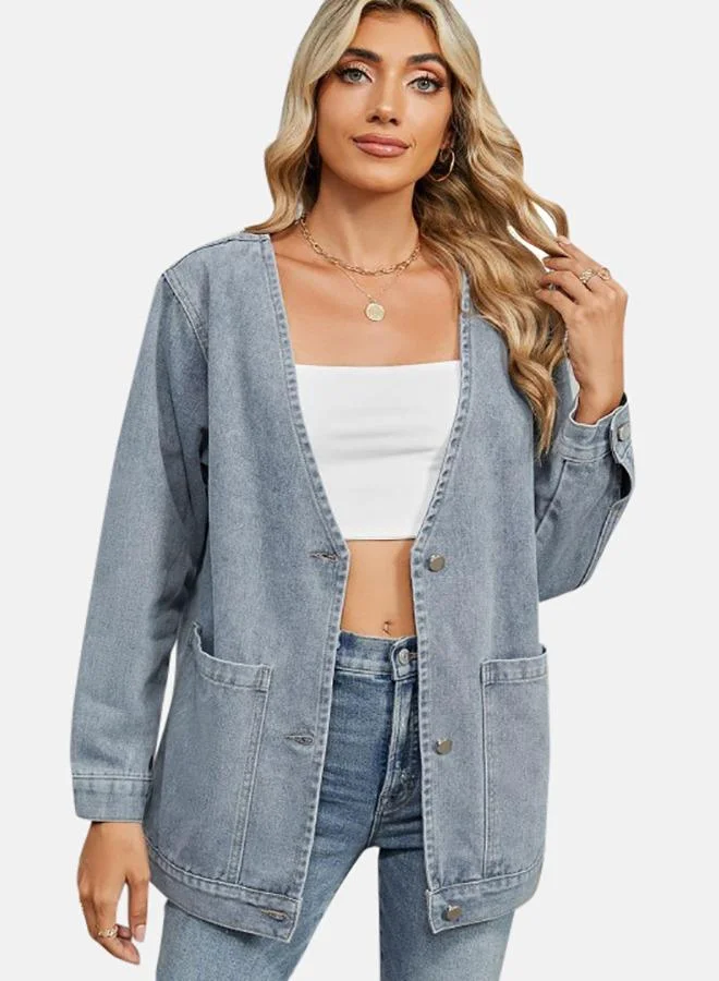 YUNIQEE Blue Open front Sleeveless Denim Jacket