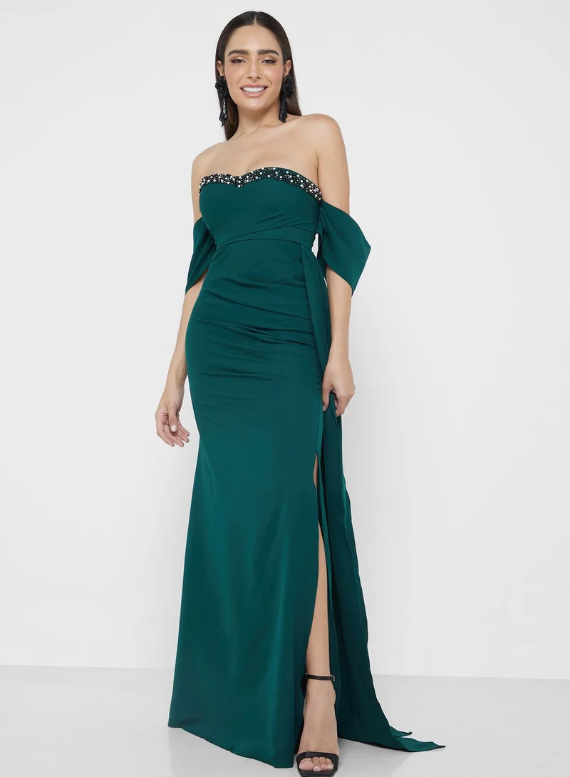 Ella Limited Edition Emerald Off-Shoulder Dress