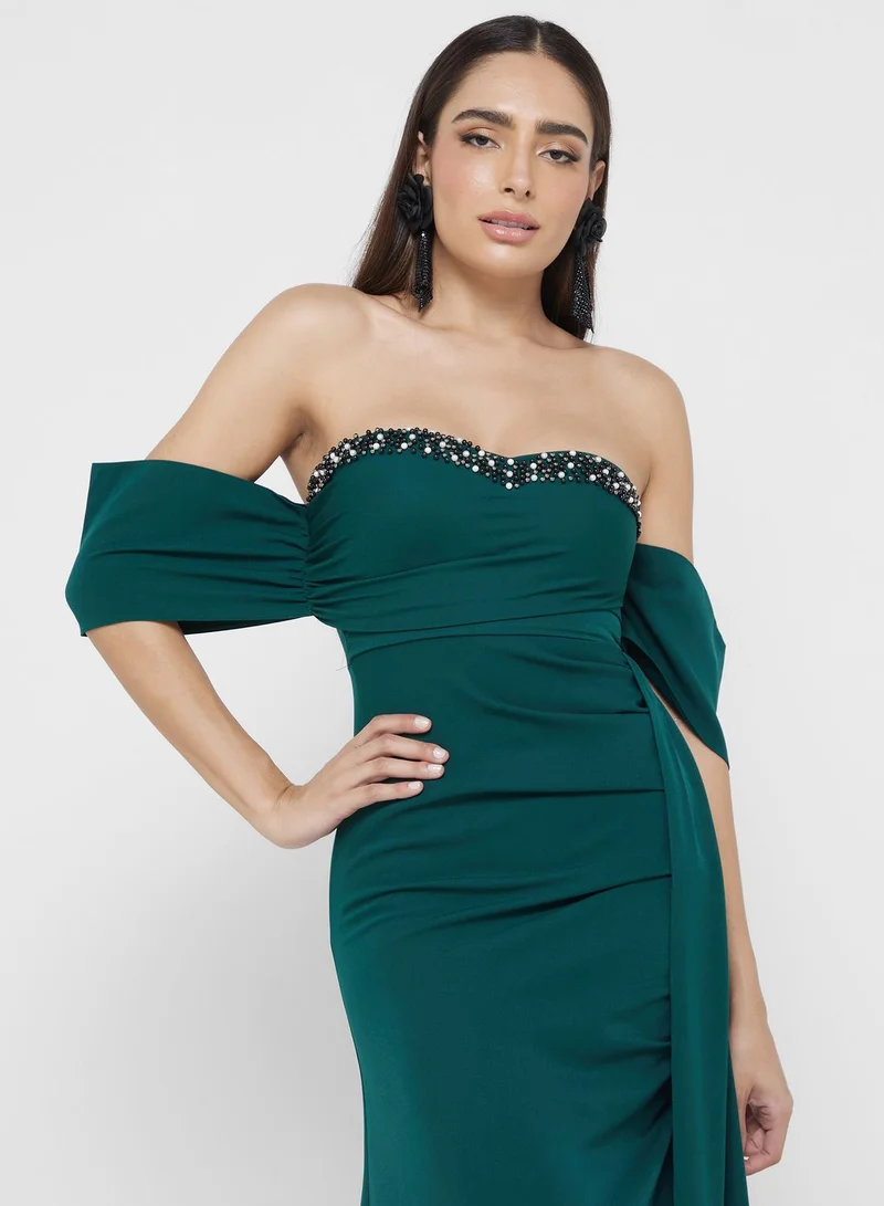 Ella Limited Edition Emerald Off-Shoulder Dress