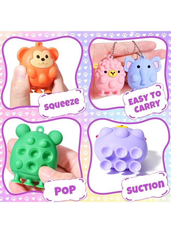 Qinline Valentines Day Gifts for Kids - 24 Pack 3D Animal Suction Toy Fidget Pop Toy with Gift Cards for Kids Boys Girls, Bulk Valentine Party Favors School Classroom Gifts Prizes Exchange Goodie Bags - Image 5