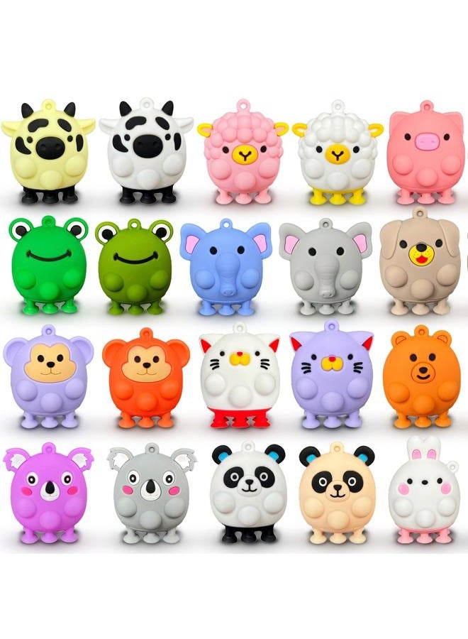 Qinline Valentines Day Gifts for Kids - 24 Pack 3D Animal Suction Toy Fidget Pop Toy with Gift Cards for Kids Boys Girls, Bulk Valentine Party Favors School Classroom Gifts Prizes Exchange Goodie Bags - Image 1
