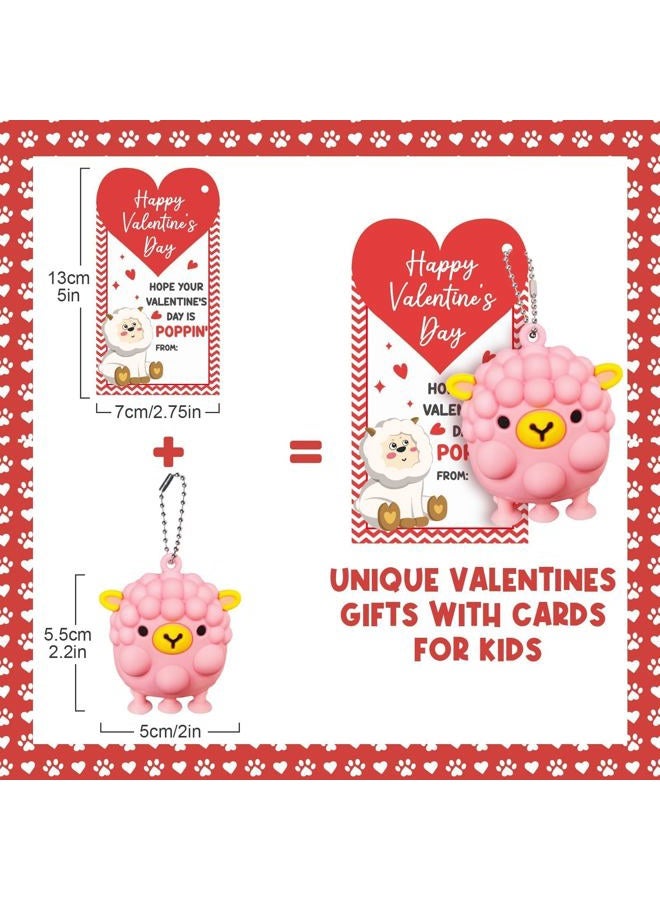 Qinline Valentines Day Gifts for Kids - 24 Pack 3D Animal Suction Toy Fidget Pop Toy with Gift Cards for Kids Boys Girls, Bulk Valentine Party Favors School Classroom Gifts Prizes Exchange Goodie Bags - Image 4