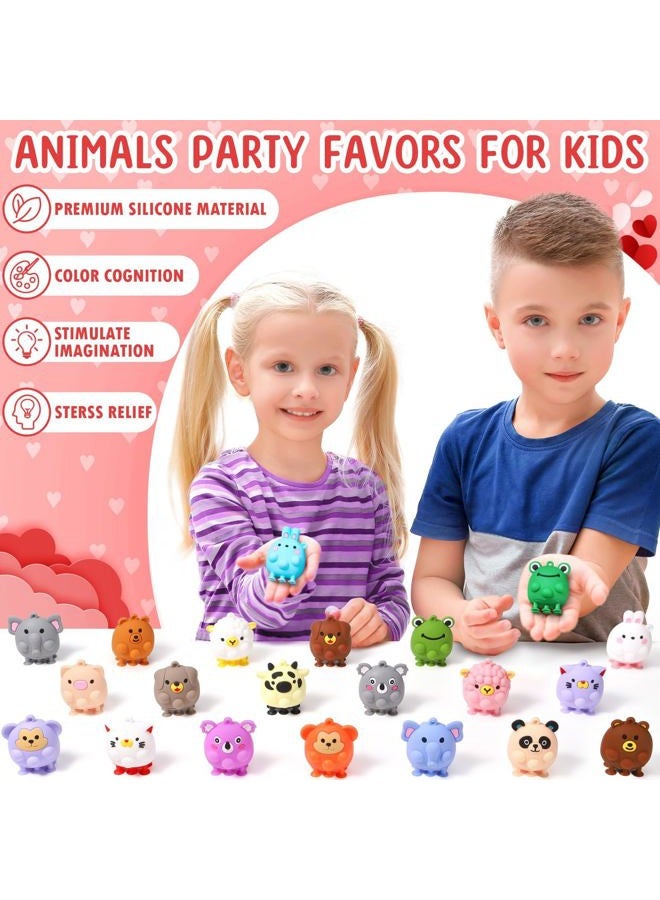 Qinline Valentines Day Gifts for Kids - 24 Pack 3D Animal Suction Toy Fidget Pop Toy with Gift Cards for Kids Boys Girls, Bulk Valentine Party Favors School Classroom Gifts Prizes Exchange Goodie Bags - Image 2