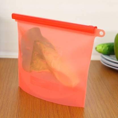 ATETO Silicone Food Bag Freezer Storage Bag Containers Airtight Seal Leakproof Bags for Snack Sous Vide Liquids Fresh Lunch Preservation Microwave Dishwasher Safe Pack of 1Multicolor 1 - Image 1