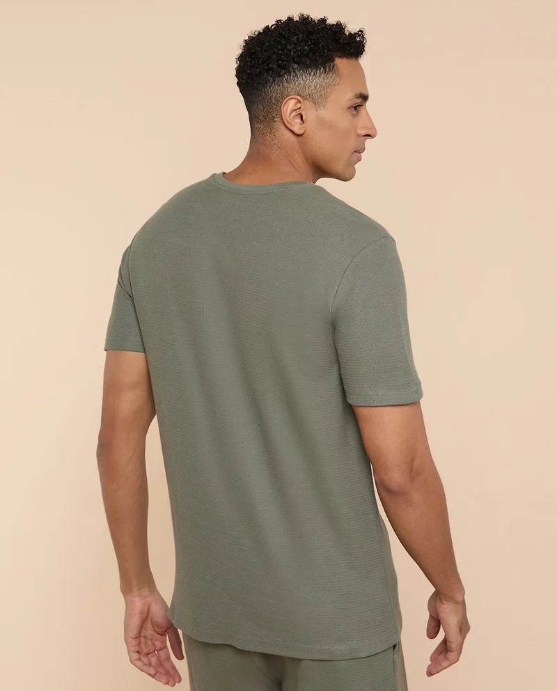 R&b  Solid Lounge T-Shirt with Crew Neck and Short  Sleeves for Men | Best Price UAE