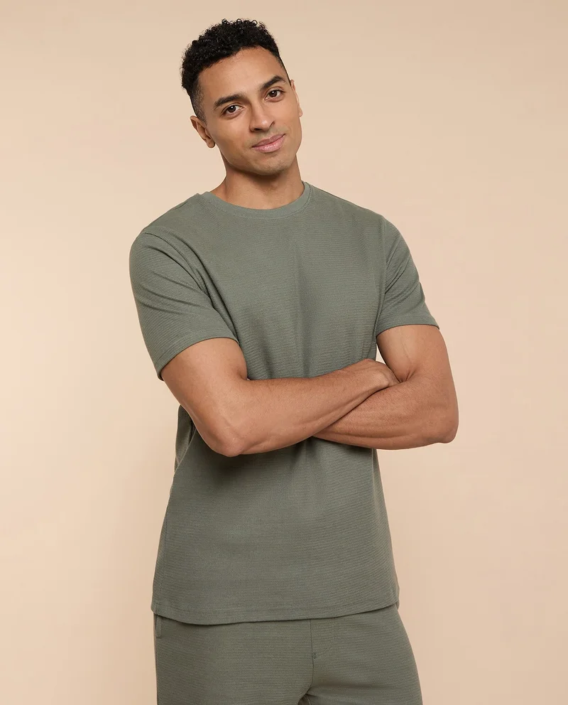 R&b  Solid Lounge T-Shirt with Crew Neck and Short  Sleeves for Men | Best Price UAE