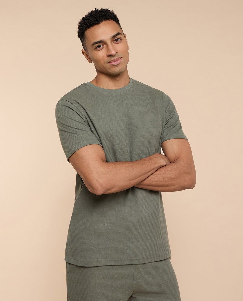 R&B Solid Lounge T-Shirt with Crew Neck and Short  Sleeves - Image 3