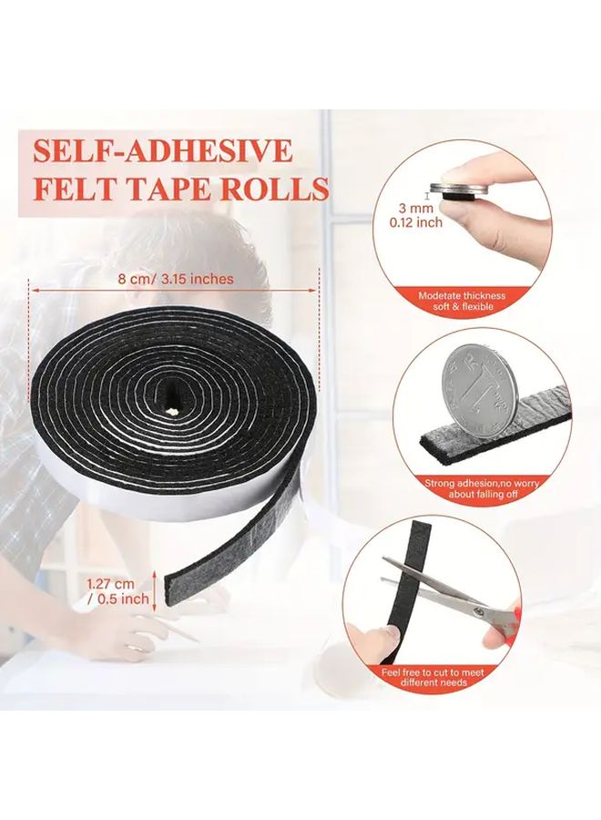 4 Rolls Heavy Duty Self Adhesive Felt Tape White Backing Furniture Protection DIY Crafts - Image 3