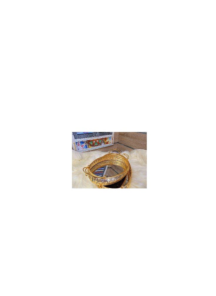 ماركة غير محددة طقم صواني 2 قطه بمرايا بومبيه بيضاوي شيك جدا    Cm 30   Cm 35  - Image 1