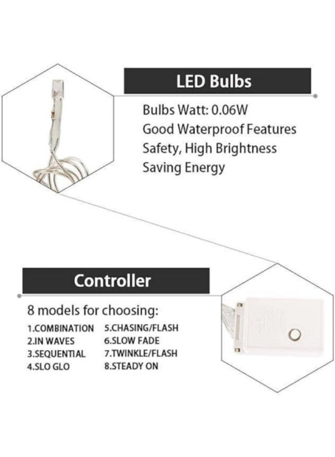 GGEROU Snowflake String Lights 13.12ft/4M LED Snowflake Icicle Lights with 19 Drops,8 Modes Connectable Window Curtain Fairy Light, Colorful Light, Battery Power - Image 5