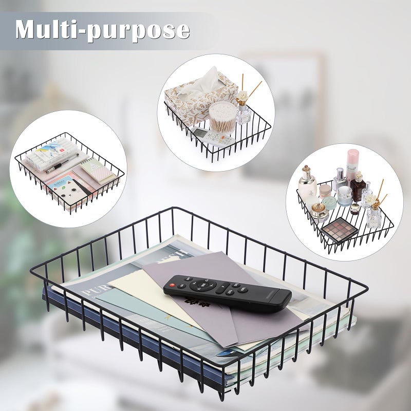 BTSKY Multipurpose A4 File Tray Wire Desk Organizer - Elegant Letter Size Documents Storage Basket for Office, Cosmetics, Bathroom (Black) - Image 4