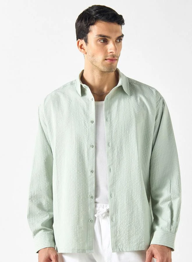 سبلاش فيڤ قميص مقلم بياقة وأكمام طويلة بقصة عادية