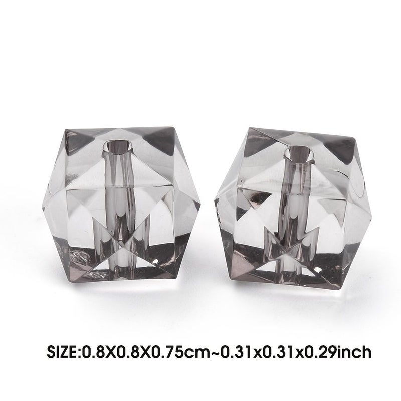 200 Pcs 8mm Transparent Acrylic Faceted Cube Beads 5 Colors for Jewelry - Image 4