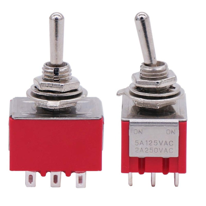 Twidec /4Pcs Mini Toggle Switch 3PDT 2 Position 9 Pins ON/ON Miniature Toggle Switch AC 5A/125V 2A/250V Car Boat Switches with Waterproof Cap MTS-302-MZ - Image 2