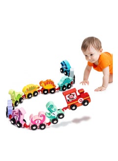 KASTWAVE 11 PCS Toy Cars for 1 2 3 Year Old Boy Girls Gifts, with Wooden Dinosaur Train Cars with Numbers,Educational Toy Train Set for 2 3 4 Year Old Birthday Gifts Baby Toys 12 18 Months for Infant Toddler  - Image 1