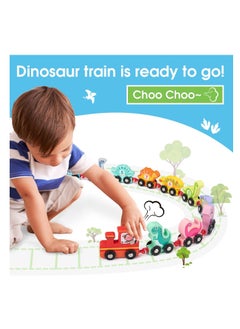KASTWAVE 11 PCS Toy Cars for 1 2 3 Year Old Boy Girls Gifts, with Wooden Dinosaur Train Cars with Numbers,Educational Toy Train Set for 2 3 4 Year Old Birthday Gifts Baby Toys 12 18 Months for Infant Toddler  - Image 3