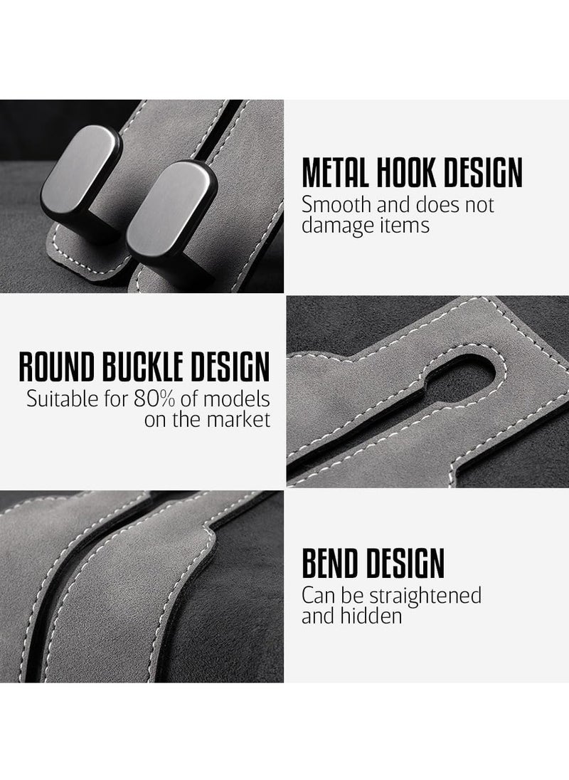 SYOSI - Leather Car Seat Headrest Hooks, 2 in 1 Multi-Functional Double Hooks for Car Seat Back, Ideal for Purse, Coats, Umbrellas, Grocery Bags, Brown 2PCS - Image 1