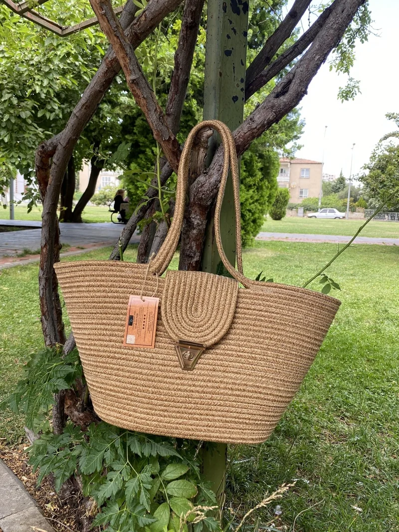 BDZ Deri Jute Straw Look Handbag Beach Bag Shoulder Bag